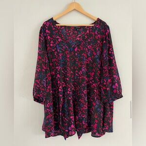 Torrid Pink and Blue Patterned Blouse